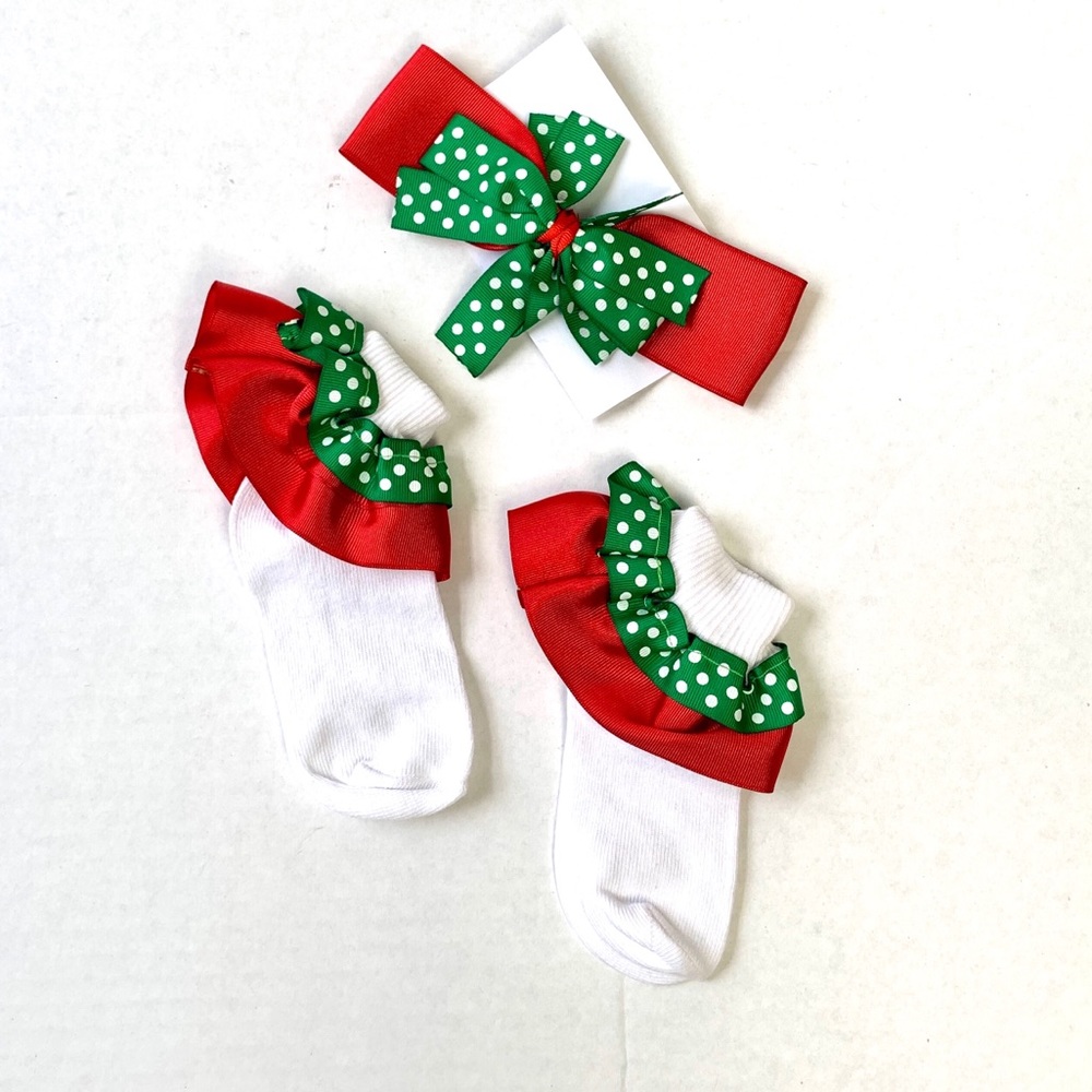 New girls fancy tank socks with hair bow Hand made (COPY) - Picture 2 of 3